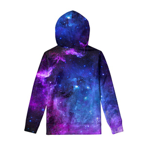 Purple Galaxy Space Blue Starfield Print Pullover Hoodie