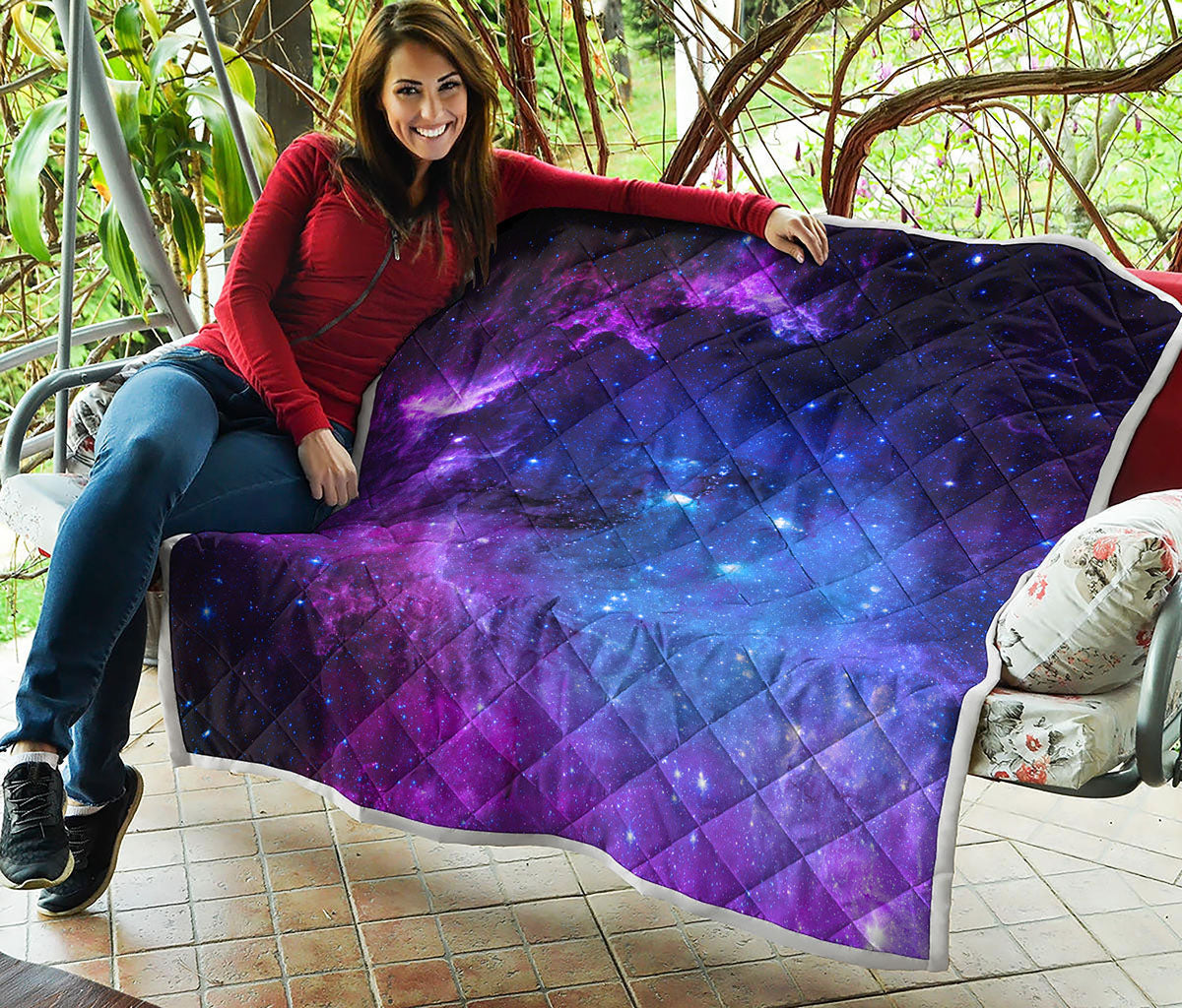 Purple Galaxy Space Blue Starfield Print Quilt