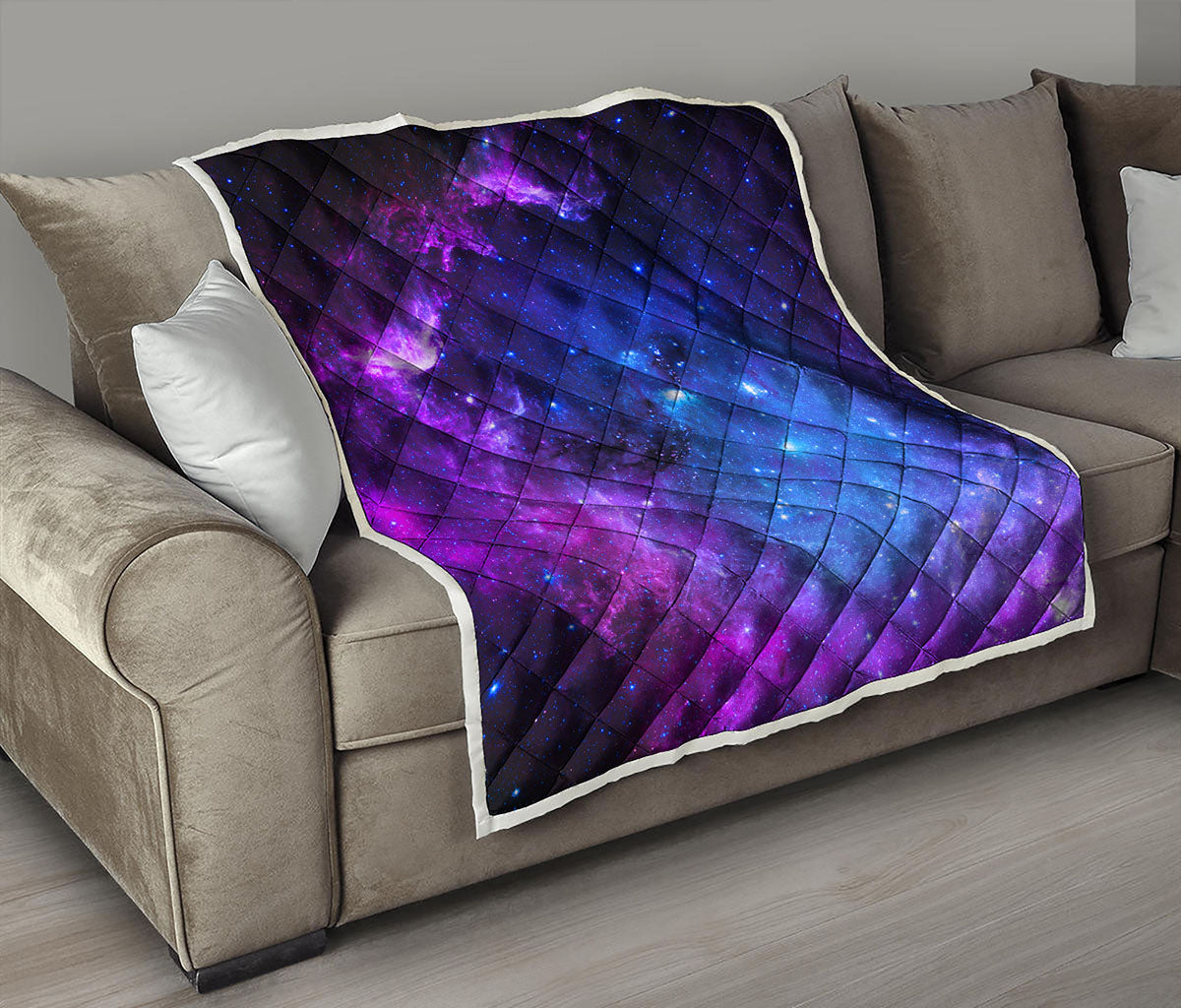Purple Galaxy Space Blue Starfield Print Quilt