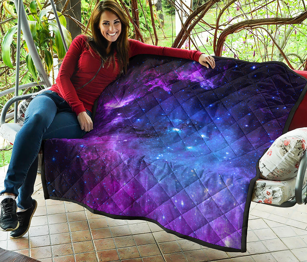 Purple Galaxy Space Blue Starfield Print Quilt