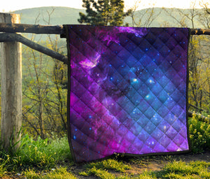Purple Galaxy Space Blue Starfield Print Quilt