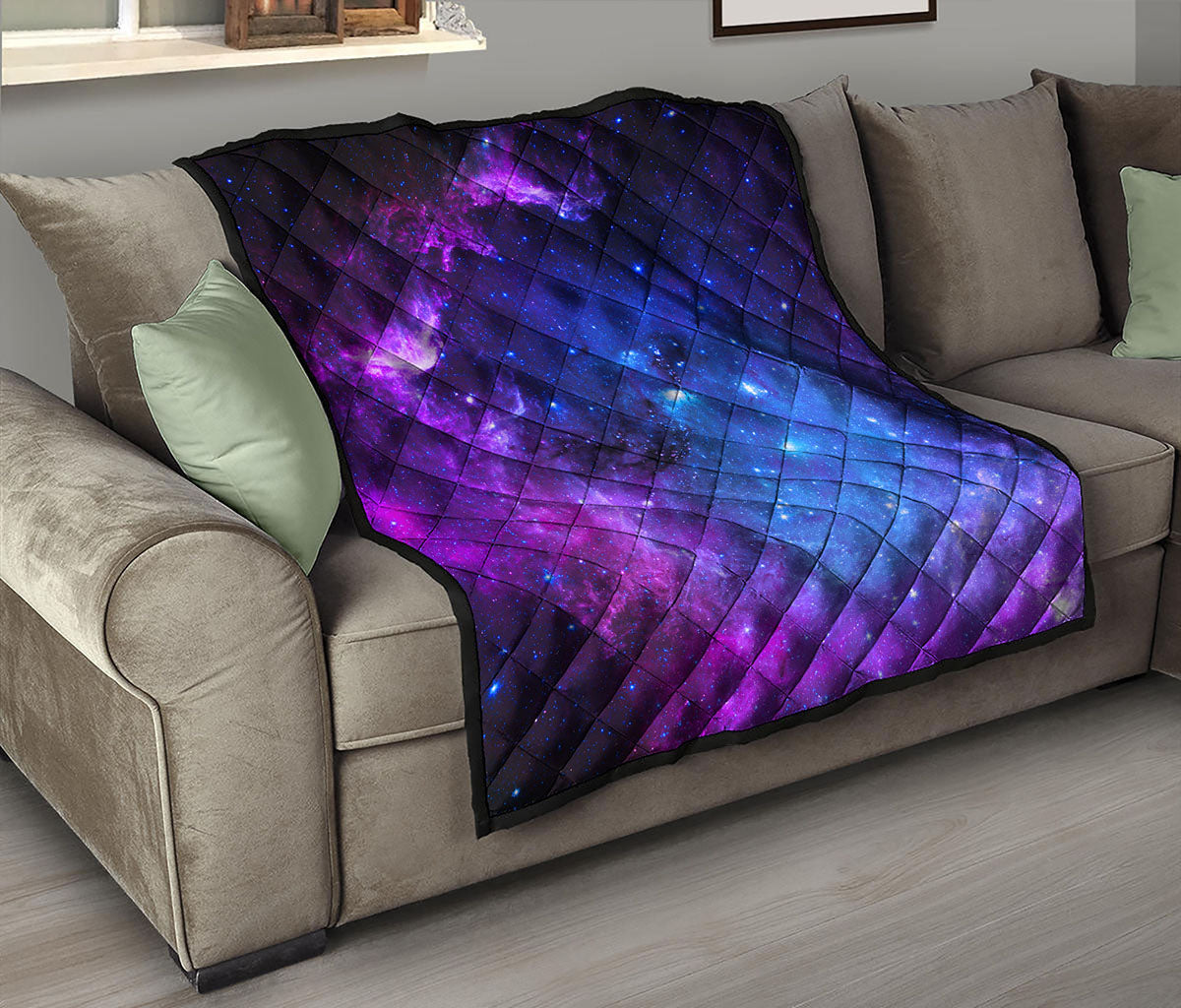 Purple Galaxy Space Blue Starfield Print Quilt