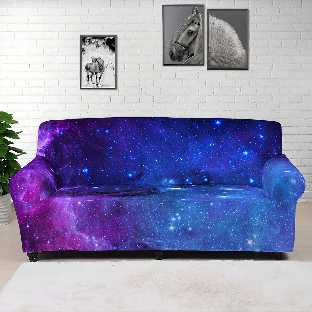 Purple Galaxy Space Blue Starfield Print Sofa Cover