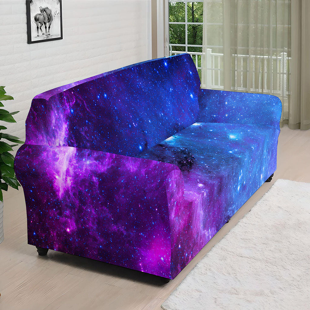 Purple Galaxy Space Blue Starfield Print Sofa Cover