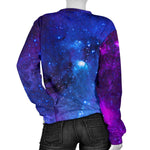 Purple Galaxy Space Blue Starfield Print Women's Crewneck Sweatshirt GearFrost