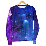 Purple Galaxy Space Blue Starfield Print Women's Crewneck Sweatshirt GearFrost