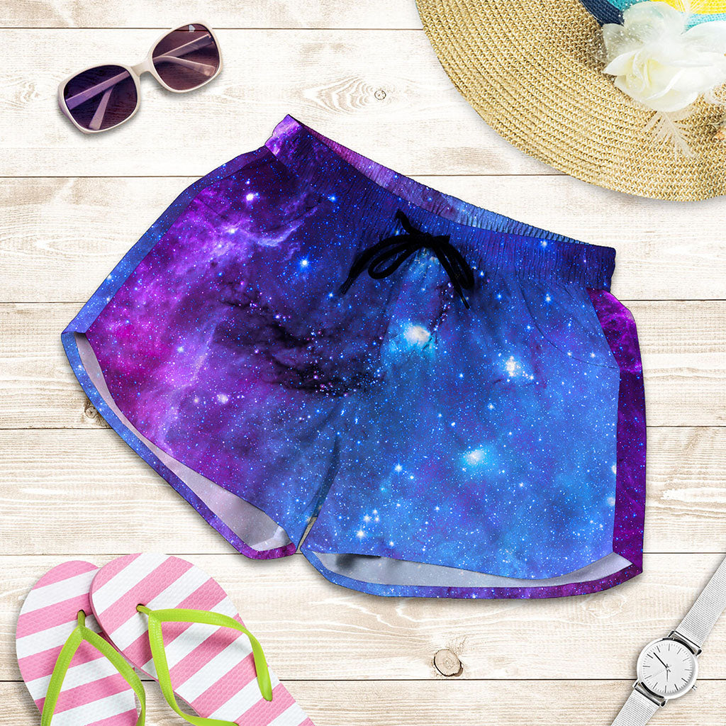 Purple Galaxy Space Blue Starfield Print Women's Shorts