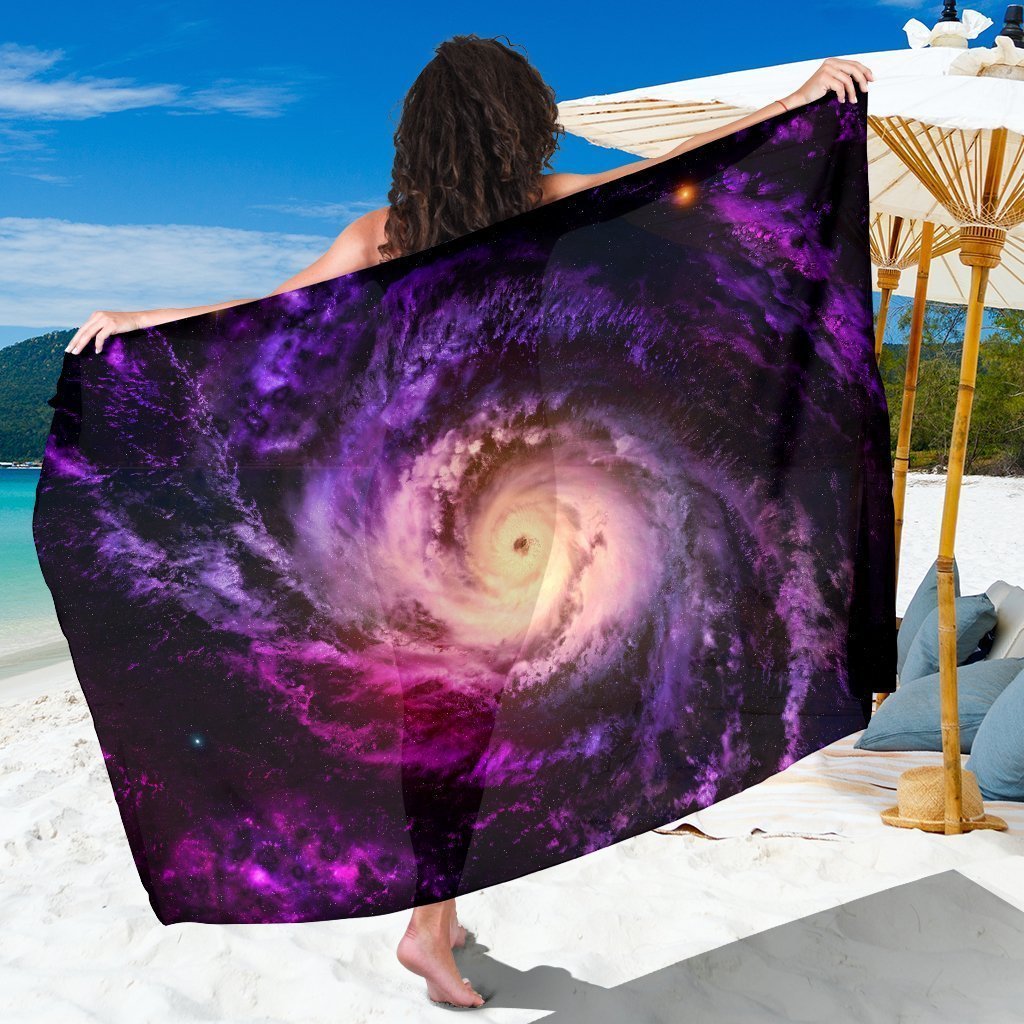 Purple Galaxy Space Spiral Cloud Print Beach Sarong Wrap GearFrost