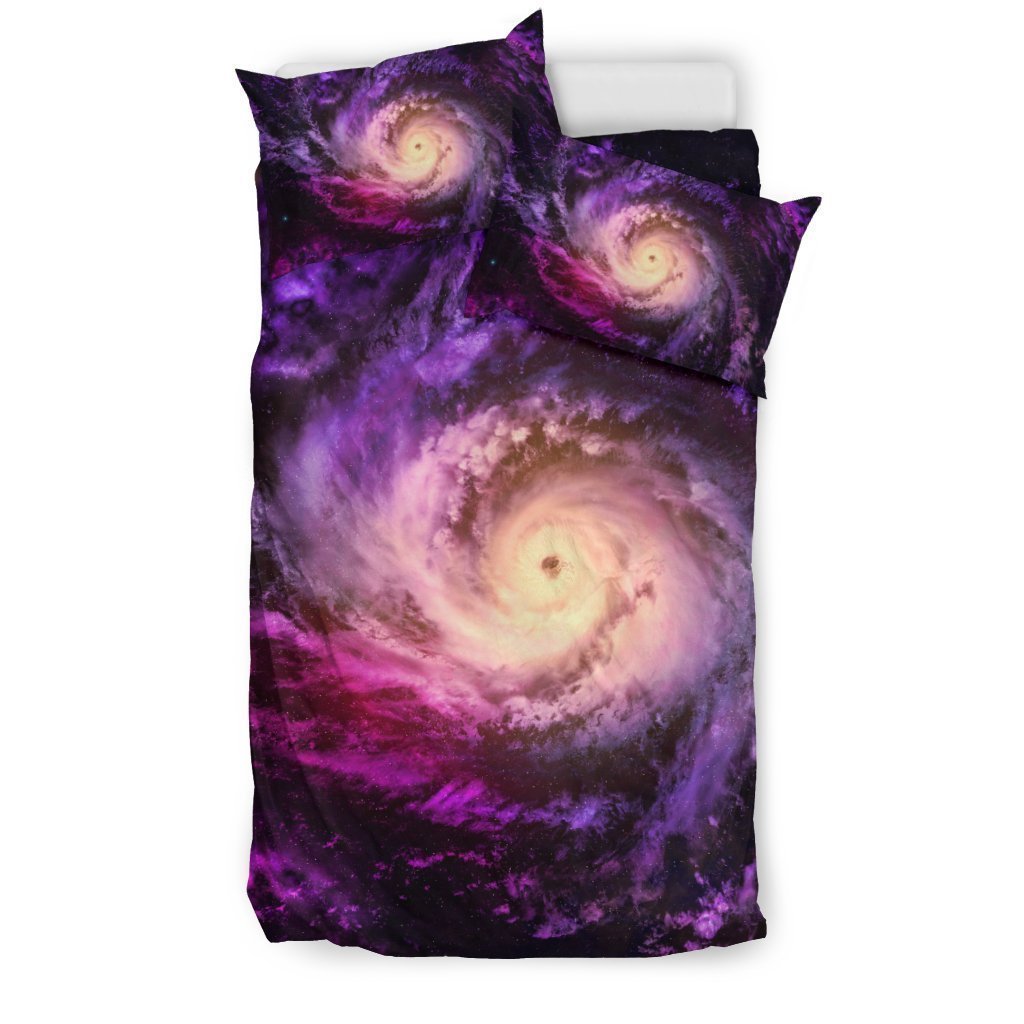 Purple Galaxy Space Spiral Cloud Print Duvet Cover Bedding Set GearFrost