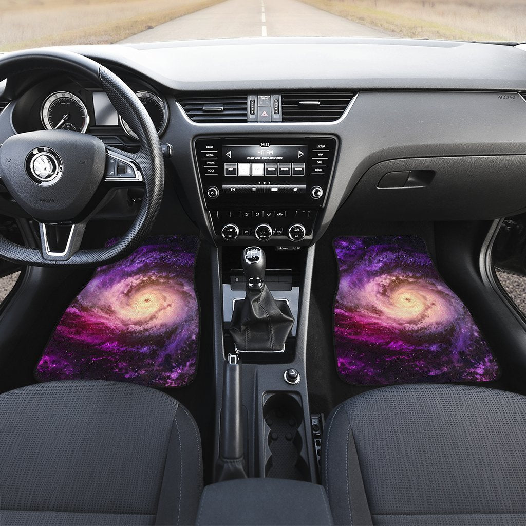 Purple Galaxy Space Spiral Cloud Print Front and Back Car Floor Mats GearFrost