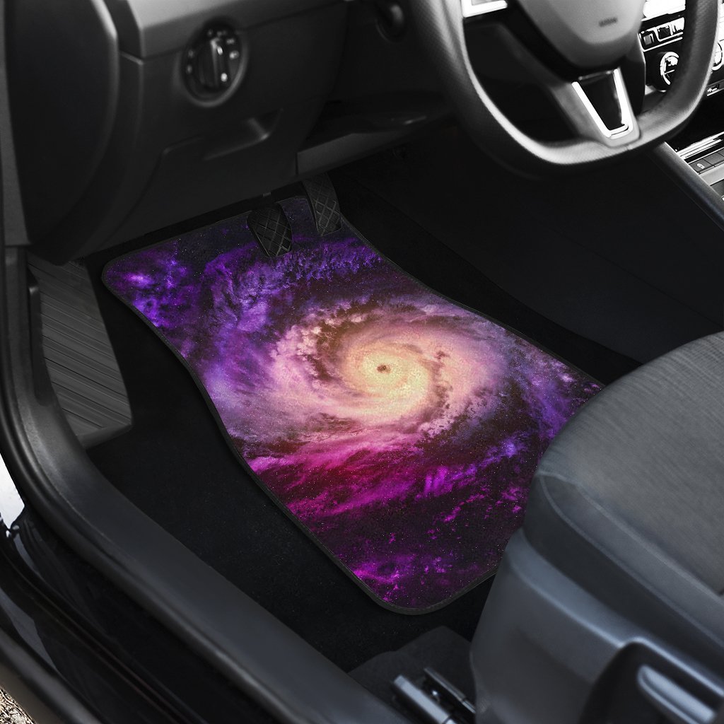 Purple Galaxy Space Spiral Cloud Print Front and Back Car Floor Mats GearFrost