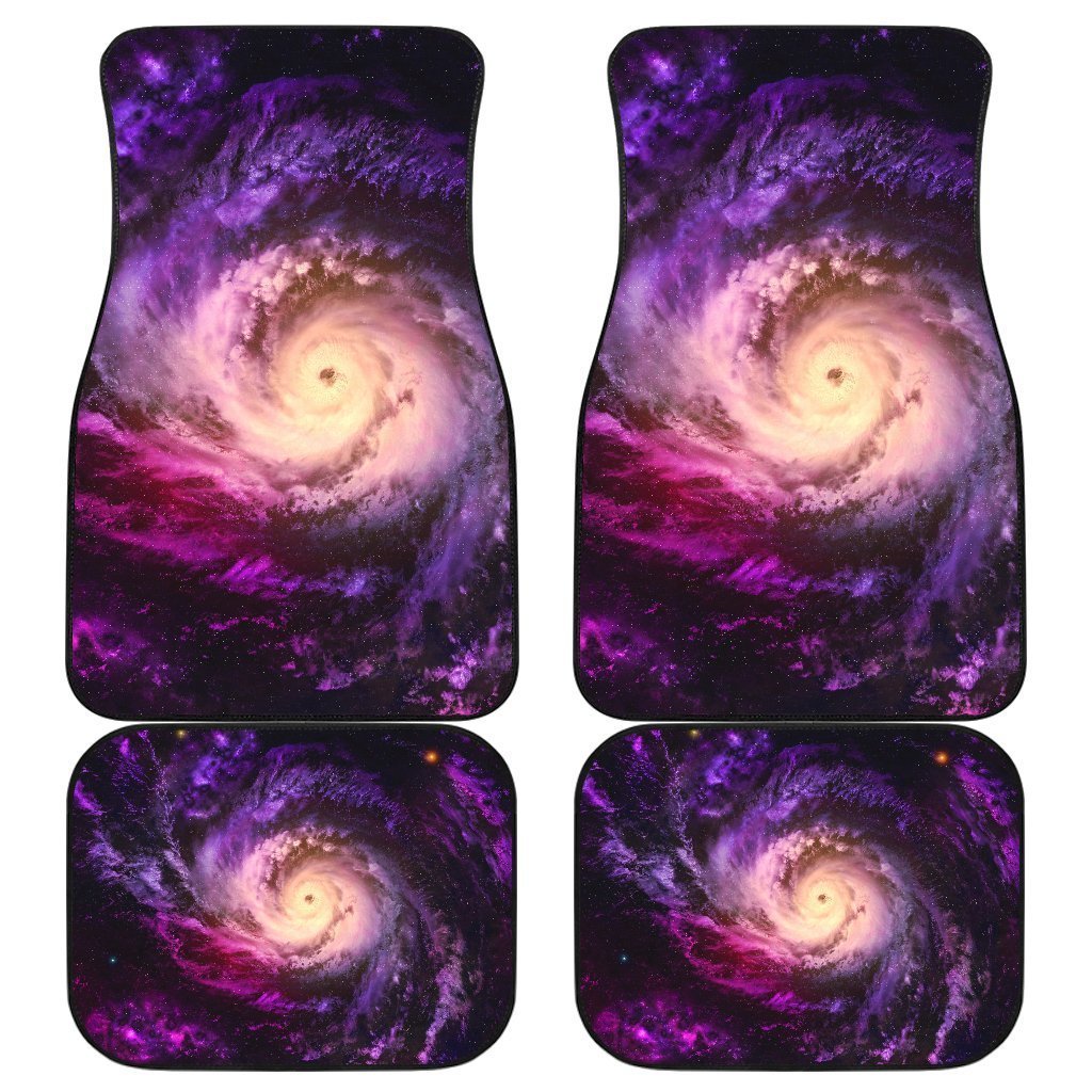 Purple Galaxy Space Spiral Cloud Print Front and Back Car Floor Mats GearFrost