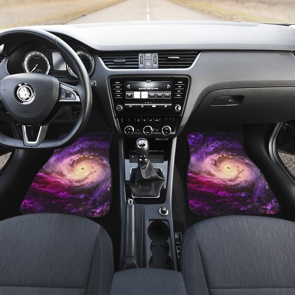Purple Galaxy Space Spiral Cloud Print Front Car Floor Mats GearFrost