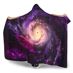 Purple Galaxy Space Spiral Cloud Print Hooded Blanket GearFrost