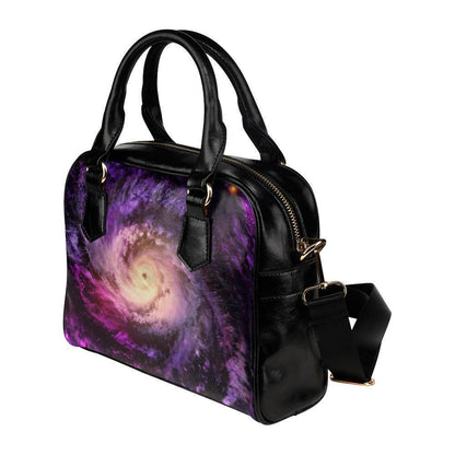 Purple Galaxy Space Spiral Cloud Print Leather Shoulder Handbag GearFrost