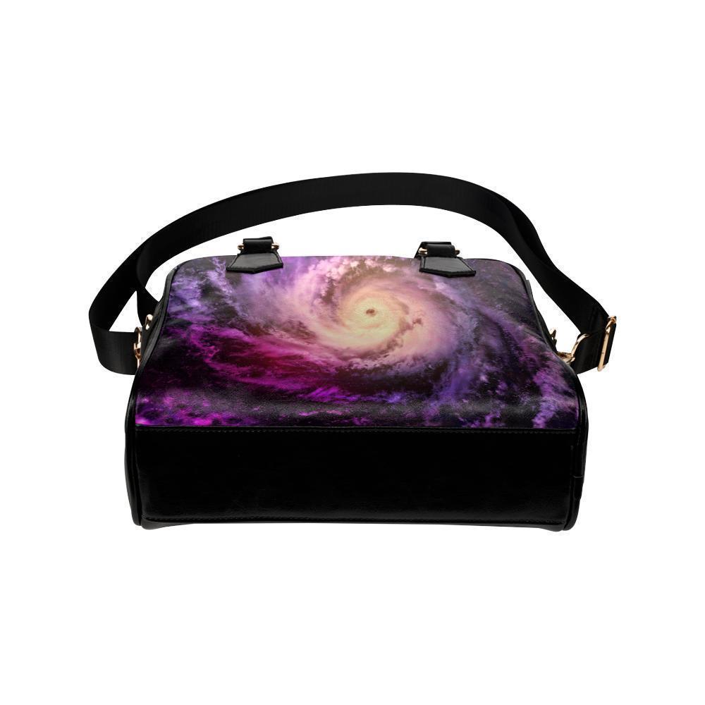 Purple Galaxy Space Spiral Cloud Print Leather Shoulder Handbag GearFrost