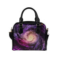 Purple Galaxy Space Spiral Cloud Print Leather Shoulder Handbag