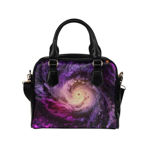 Purple Galaxy Space Spiral Cloud Print Leather Shoulder Handbag GearFrost