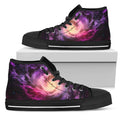 Purple Galaxy Space Spiral Cloud Print Black High Top Sneakers