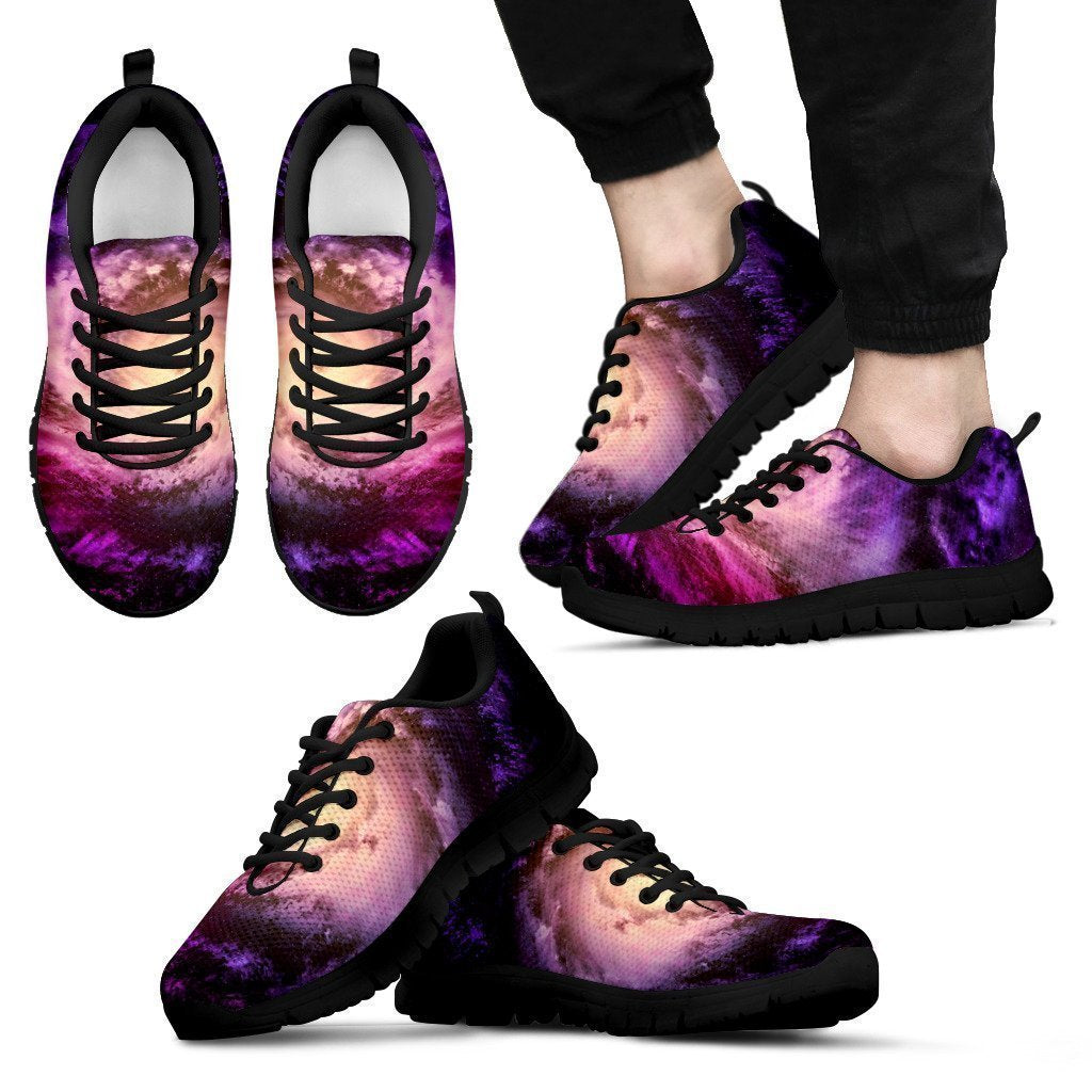 Purple Galaxy Space Spiral Cloud Print Men's Sneakers GearFrost