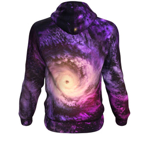 Purple Galaxy Space Spiral Cloud Print Unisex Pullover Hoodie GearFrost