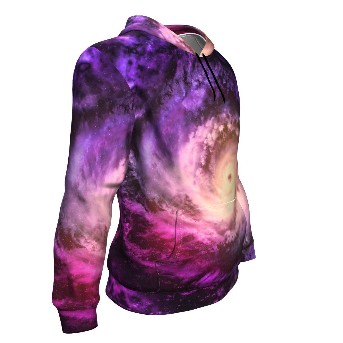 Purple Galaxy Space Spiral Cloud Print Unisex Pullover Hoodie GearFrost