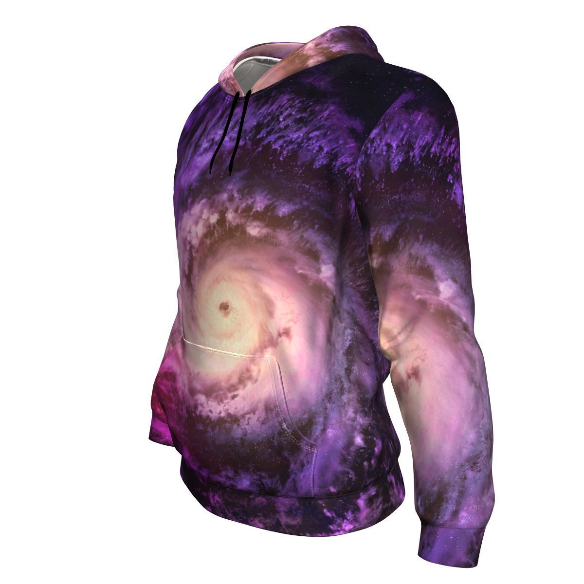 Purple Galaxy Space Spiral Cloud Print Unisex Pullover Hoodie GearFrost