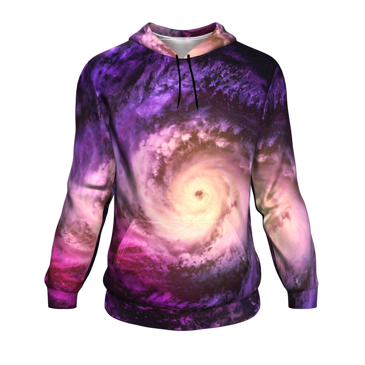 Purple Galaxy Space Spiral Cloud Print Unisex Pullover Hoodie GearFrost