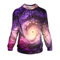 Purple Galaxy Space Spiral Cloud Print Pullover Hoodie