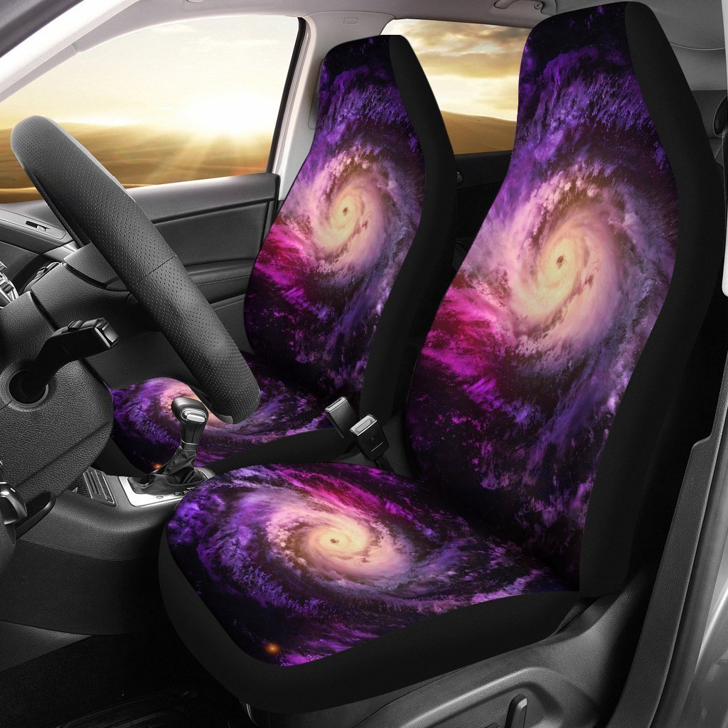 Purple Galaxy Space Spiral Cloud Print Universal Fit Car Seat Covers GearFrost