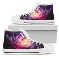 Purple Galaxy Space Spiral Cloud Print White High Top Sneakers