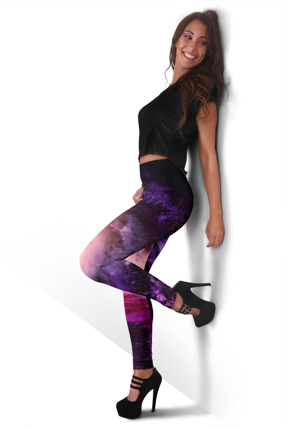 Purple Galaxy Space Spiral Cloud Print Women's Leggings GearFrost