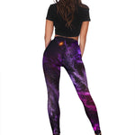 Purple Galaxy Space Spiral Cloud Print Women's Leggings GearFrost