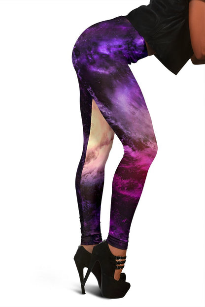 Purple Galaxy Space Spiral Cloud Print Women's Leggings GearFrost