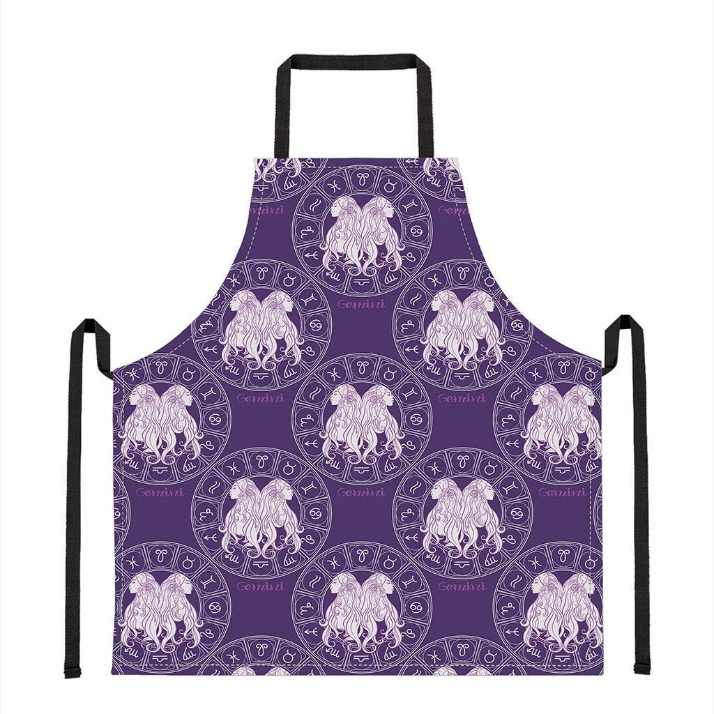 Purple Gemini Zodiac Pattern Print Apron