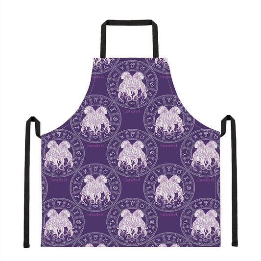 Purple Gemini Zodiac Pattern Print Apron