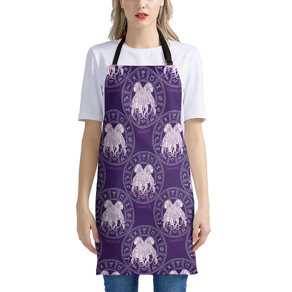 Purple Gemini Zodiac Pattern Print Apron