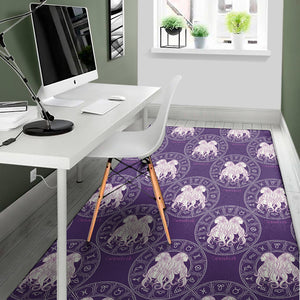 Purple Gemini Zodiac Pattern Print Area Rug