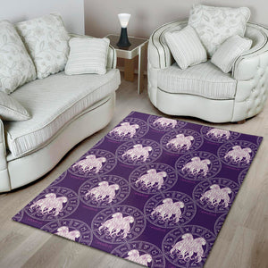 Purple Gemini Zodiac Pattern Print Area Rug