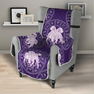 Purple Gemini Zodiac Pattern Print Armchair Protector