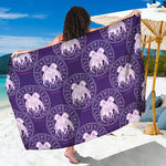 Purple Gemini Zodiac Pattern Print Beach Sarong Wrap