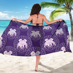 Purple Gemini Zodiac Pattern Print Beach Sarong Wrap
