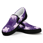 Purple Gemini Zodiac Pattern Print Black Slip On Shoes