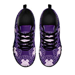 Purple Gemini Zodiac Pattern Print Black Sneakers