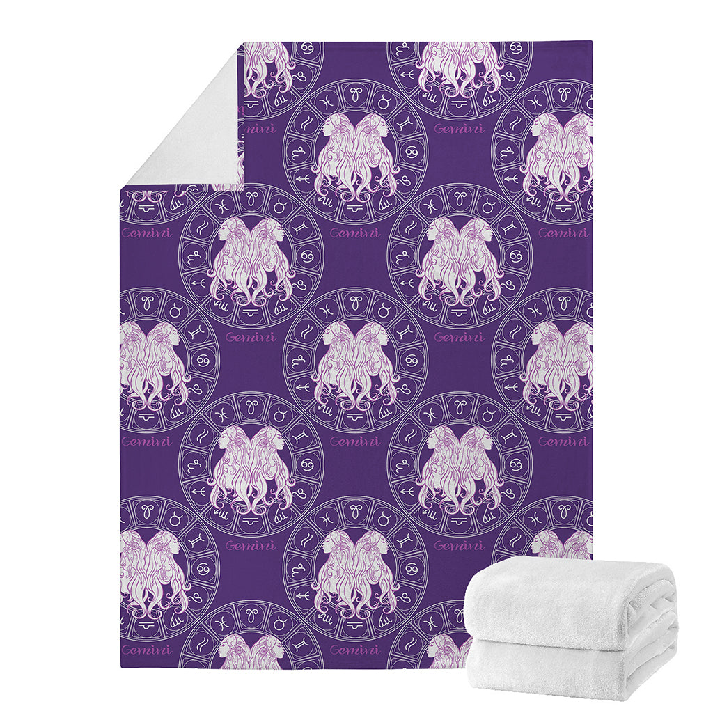 Purple Gemini Zodiac Pattern Print Blanket