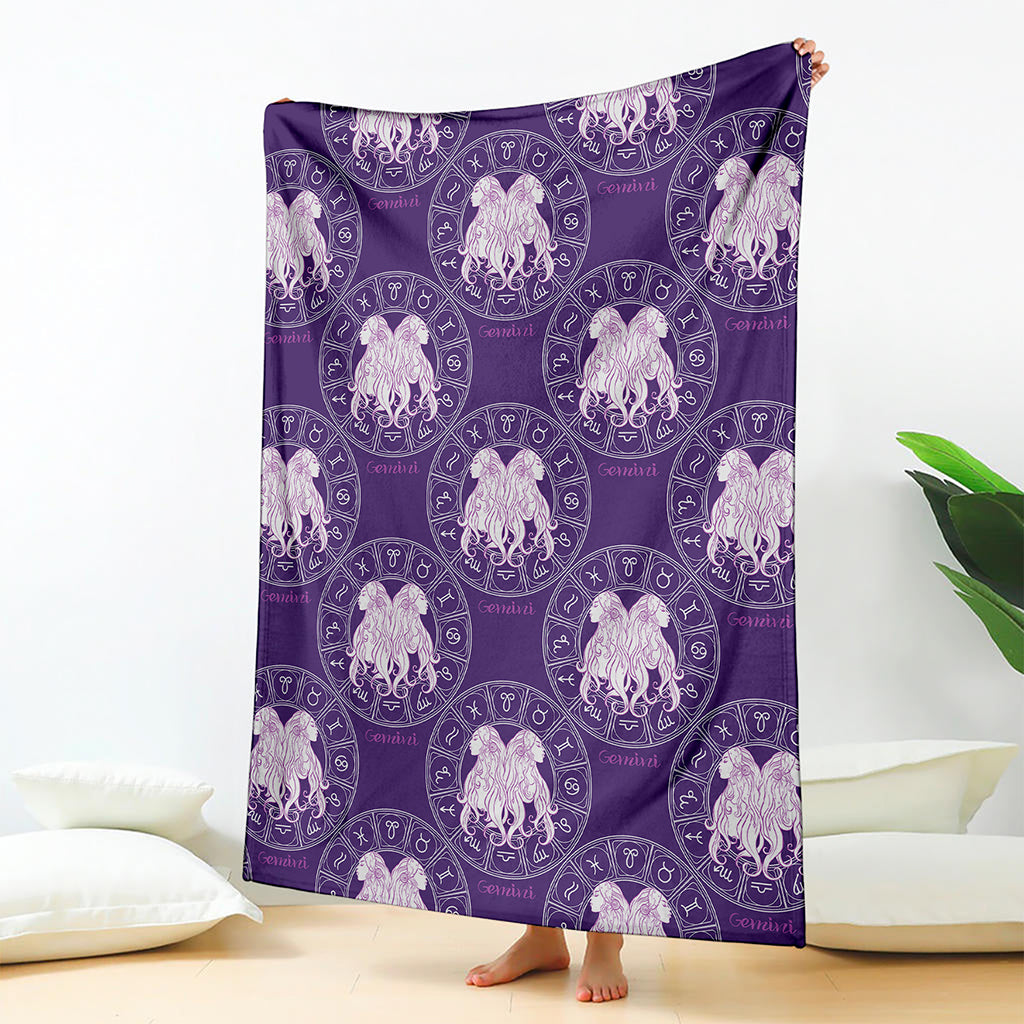 Purple Gemini Zodiac Pattern Print Blanket