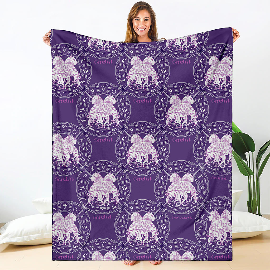 Purple Gemini Zodiac Pattern Print Blanket