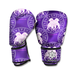 Purple Gemini Zodiac Pattern Print Boxing Gloves