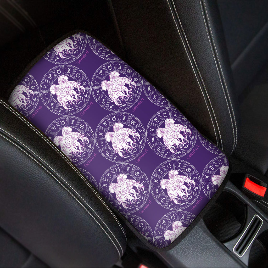 Purple Gemini Zodiac Pattern Print Car Center Console Cover