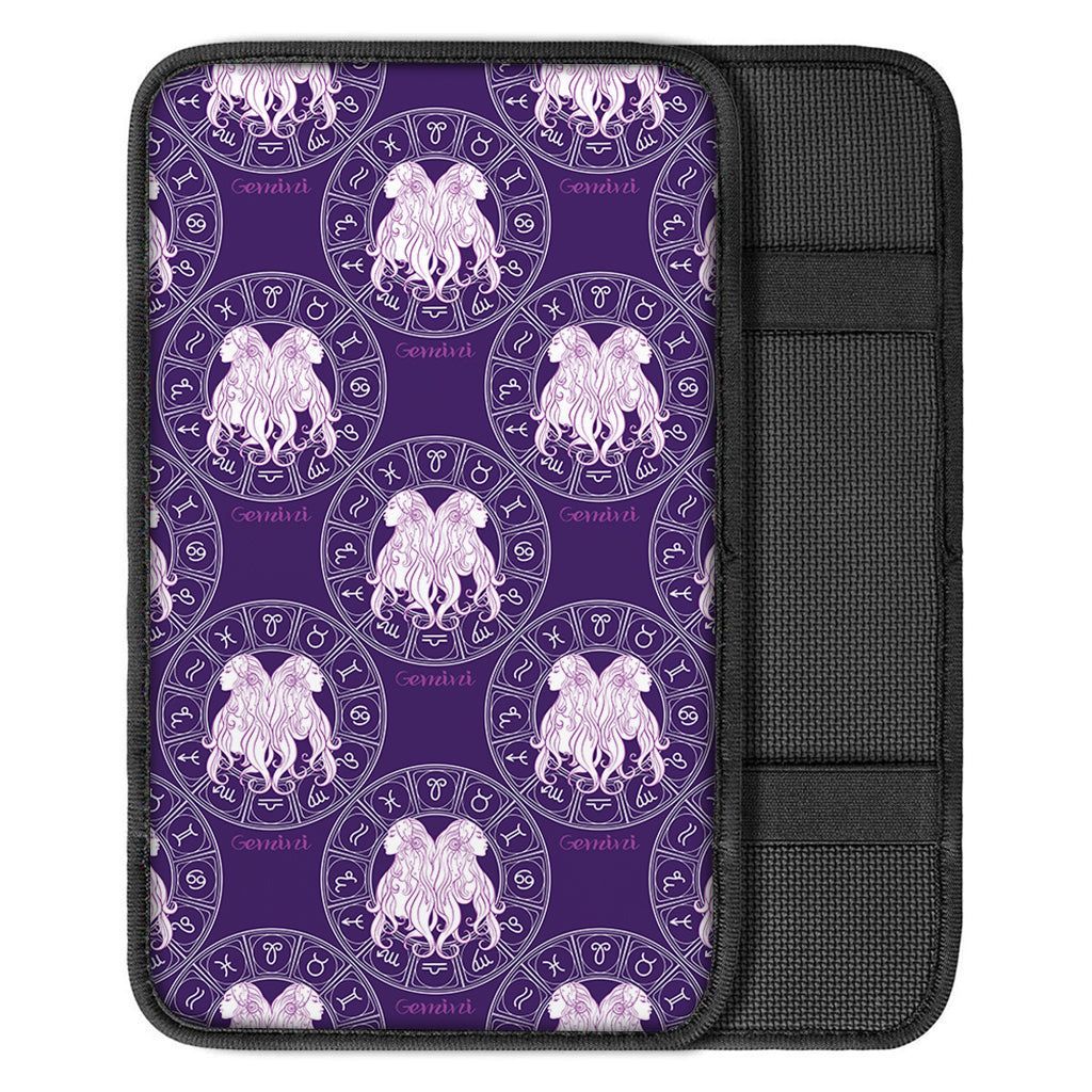 Purple Gemini Zodiac Pattern Print Car Center Console Cover